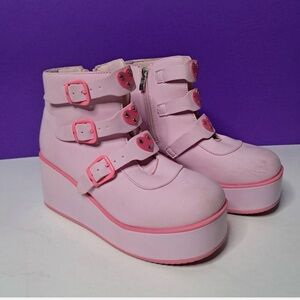 Pink Platform Ankle Boots. Size 9